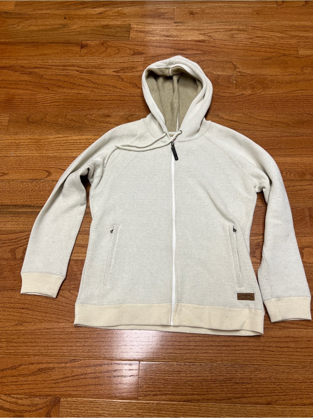 FILSON Cream Zip-Up Hooded Sweatshirt